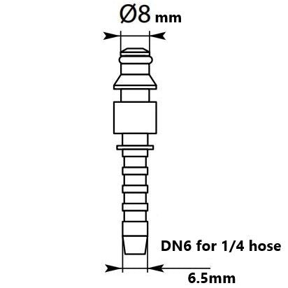 V-TUF N4 gun nipple adaptor B14.535 angle view showing full body profile