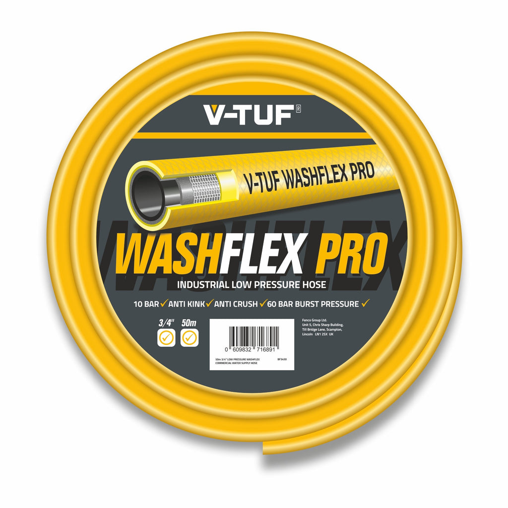 V-TUF 50m 3/4 inch 10 Bar WASHFLEX PRO water supply hose BF3450, full coil view