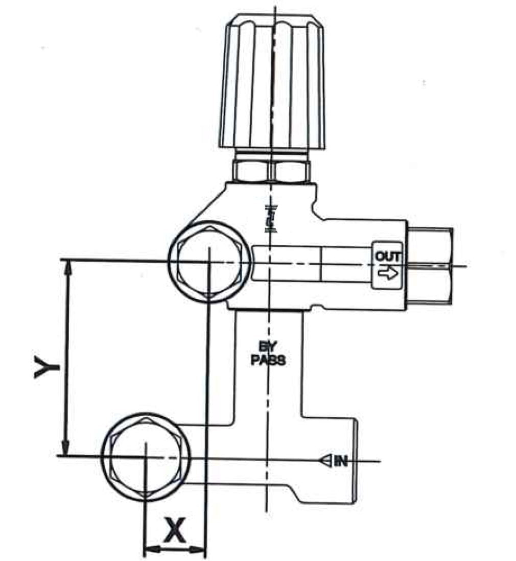 V-TUF C0.190 banjo lower half rear view showing pressure adjustment and bypass detail