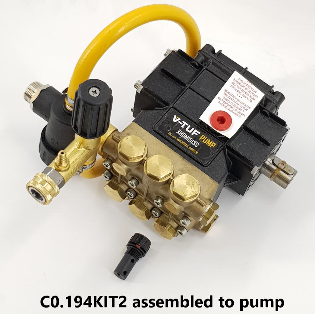 V-TUF C0.194KIT2 complete kit view showing unloader body, bypass pipe and filter