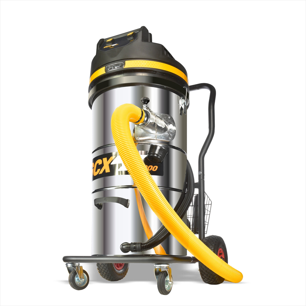 V-TUF GCX9000-240 vacuum side view showing 100L drum and cyclone side entry port