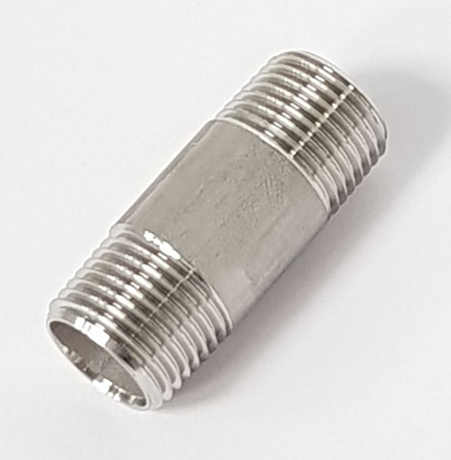 BSP STAINLESS BARREL NIPPLE - 1/2"M 1/2"M - GS/MB8
