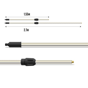 V-TUF tufBRUSH PRO HEAVY DUTY BRUSH POLE - TELESCOPIC 1.55m - 2.7m with BRASS 1/4 Thread KCQ MALE INLET - H2.032