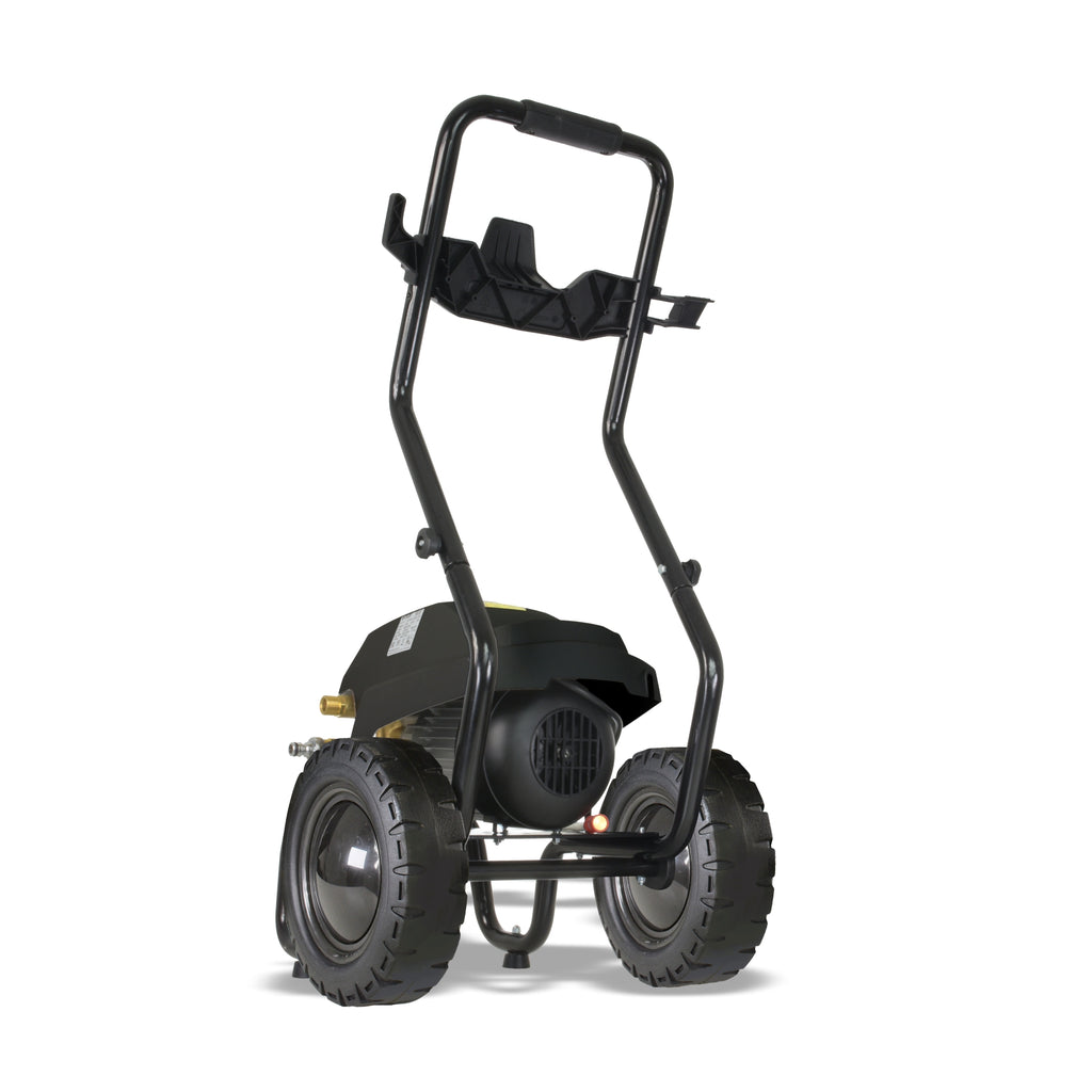 V-TUF HDC140 110V pressure washer angle view showing cage frame and hose connections