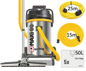 V-TUF MAXi 80L H-Class 240V vacuum MAXIH80240GSC-KIT1 with 450mm bulldozer head and 20m motor saver cable