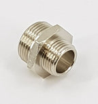 V-TUF nickel plated BSP adaptor angle view showing thread quality and body length