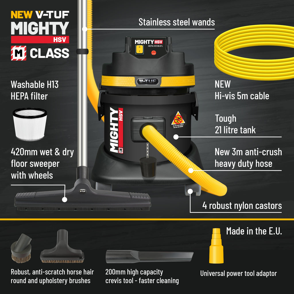 V-TUF MIGHTY HSV angle view showing accessory storage and M-Class dust bag