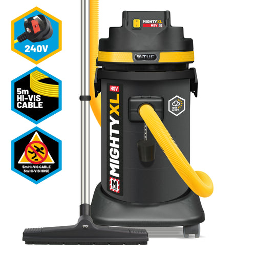 V-TUF MIGHTY XL HSV 37L M-Class Wet & Dry Dust Extraction Vacuum Cleaner - 1250W with Velocity Monitor - 240V Mains