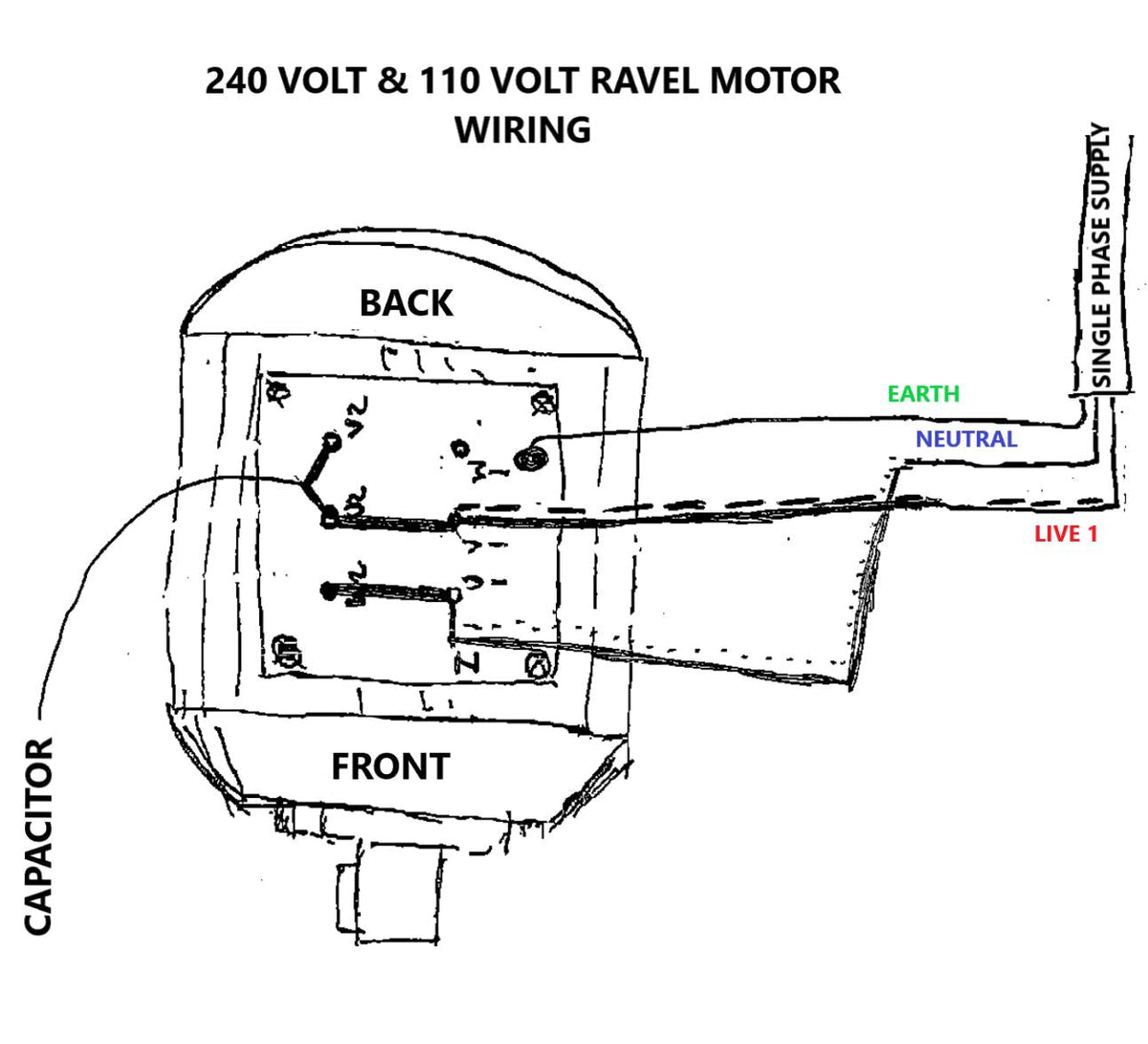 V-TUF electric motor 240V 3HP 2.2kW 1450RPM hollow shaft 24mm MH.243 for pressure washers
