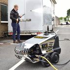 V-TUF RAPID MSH 110V hot water washer full view on stainless box frame with wheels