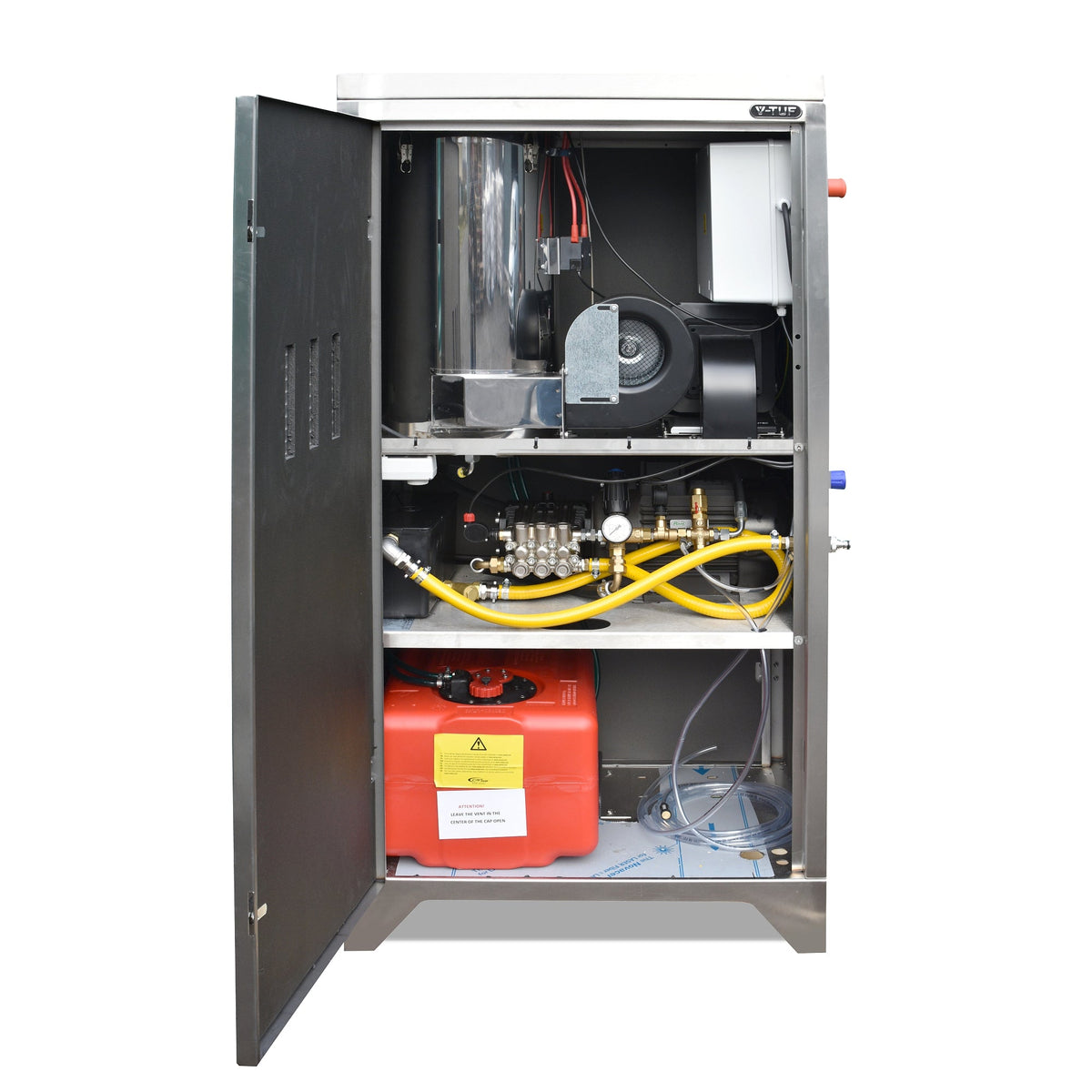 V-TUF RAPID SXL 415V 21L/min rear view showing fuel connections and three-phase supply