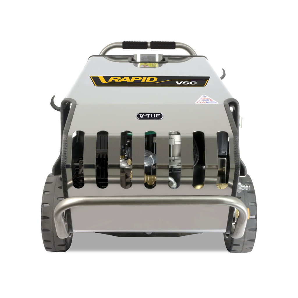 V-TUF RAPID VSC 240v industrial washer full view on stainless box frame with wheels