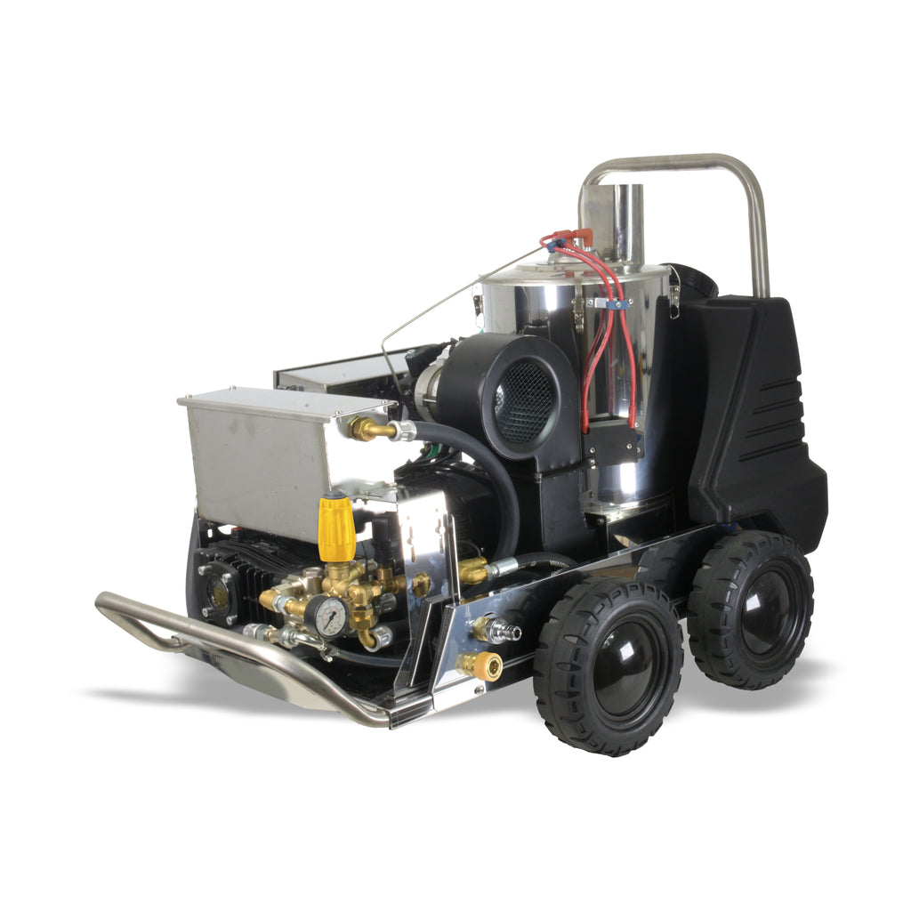 V-TUF RAPIDVTS1210HPC in use showing hot water steam output on industrial surface