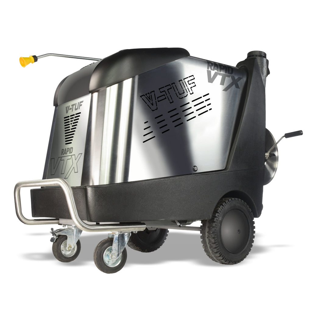 V-TUF RAPID VTX STAINLESS STEEL HOT PRESSURE WASHER 240V, 100Bar - WITH 30M HOSE REEL