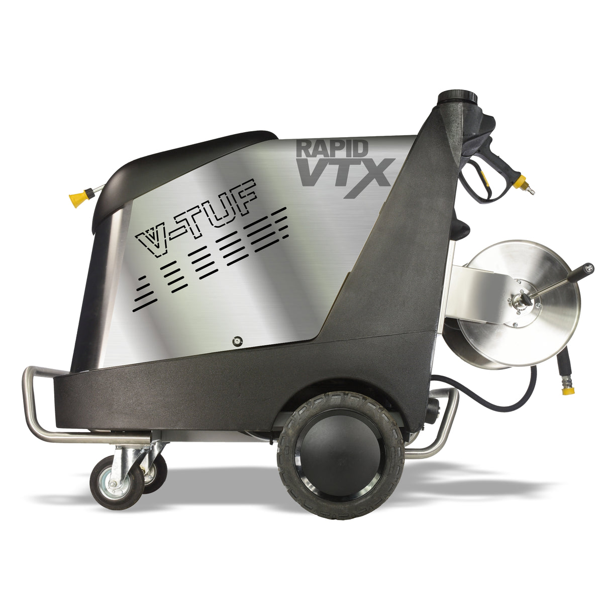 V-TUF RAPID VTX STAINLESS STEEL HOT PRESSURE WASHER 240V, 100Bar - WITH 30M HOSE REEL