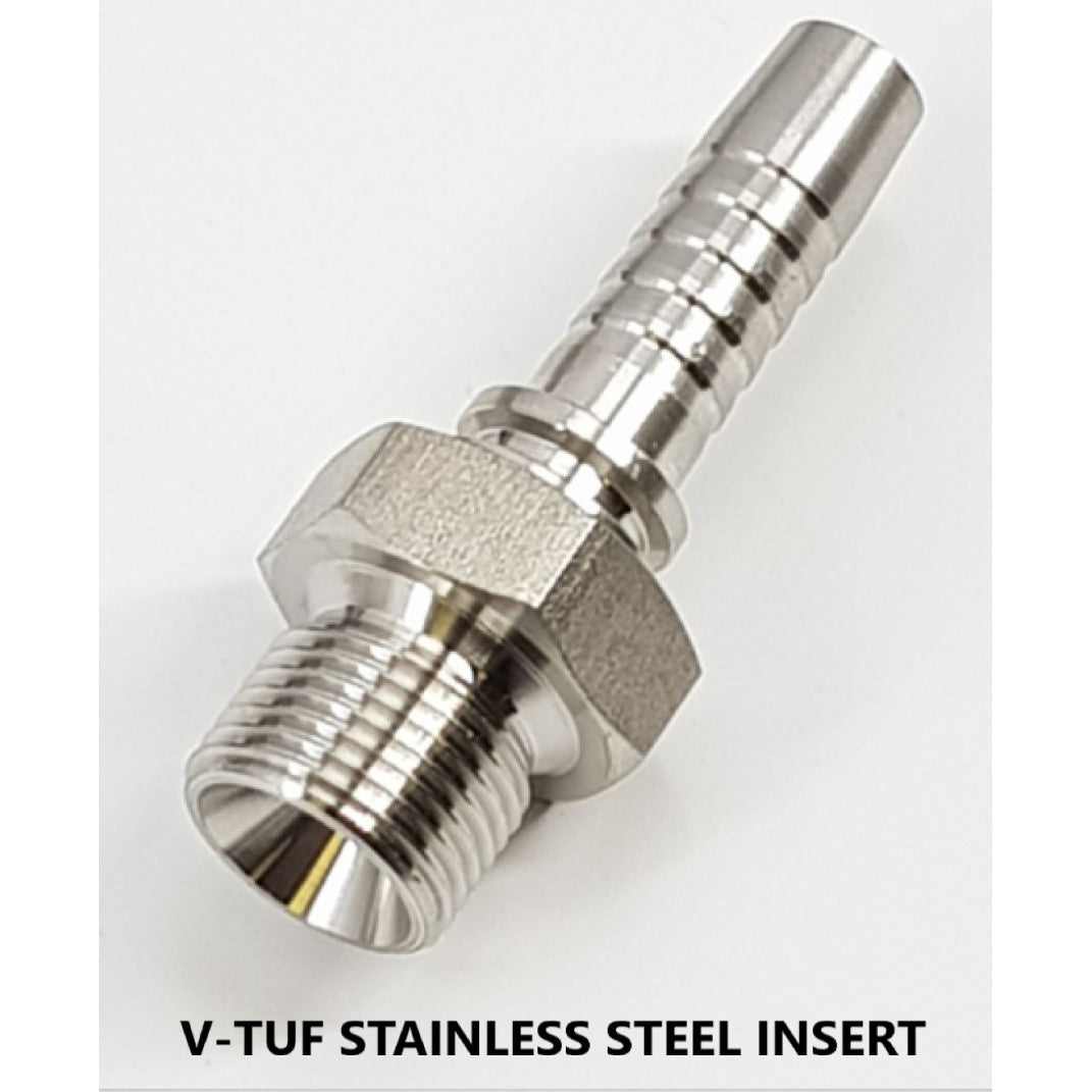 END HSS - 1/2" HOSE INSERT 1/2" BSP MALE - STAINLESS STEEL