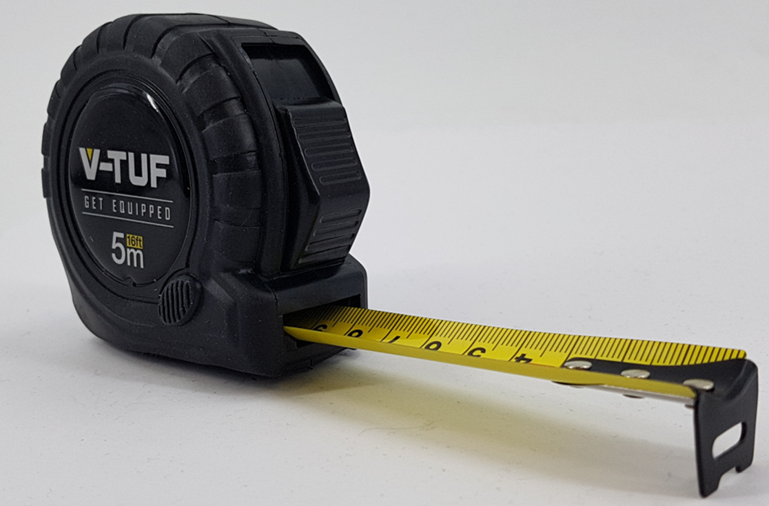 V-TUF 5m tape measure V-TAPE with impact resistant outer casing, front view