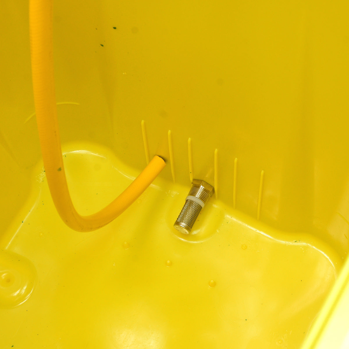 V-TUF 120L bowser rear view showing pump inlet connection and tank mounting points