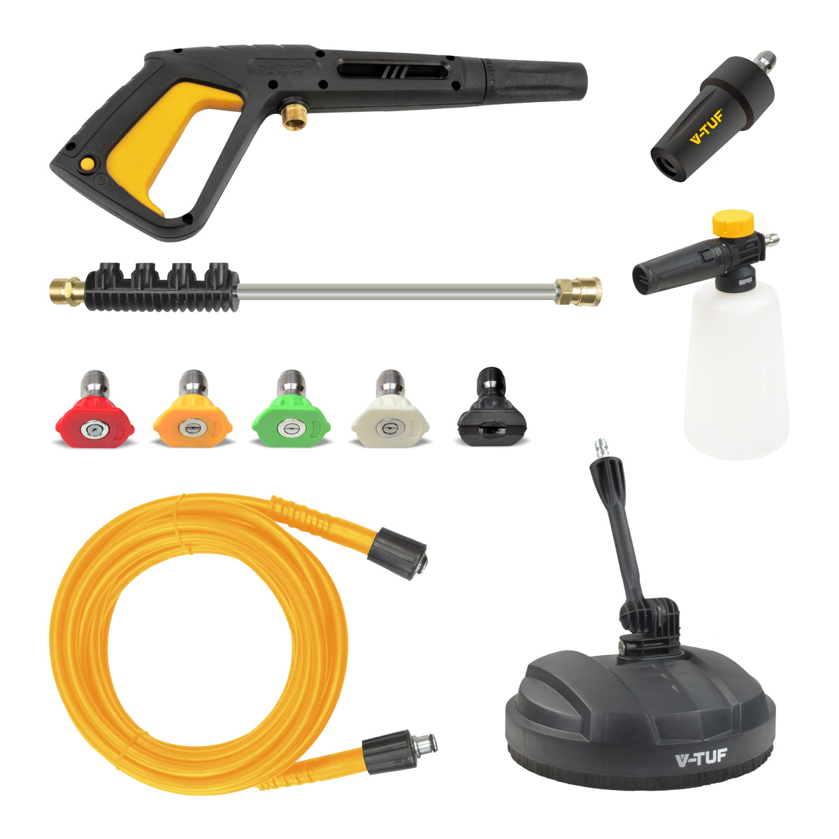 V-TUF V3240X2-KIT1 full kit contents showing machine and cleaning chemicals