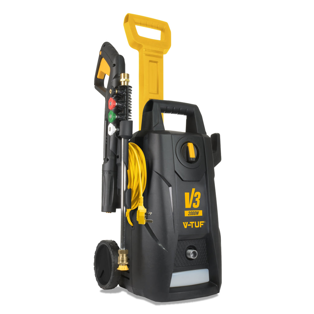 V-TUF V3 pressure washer angle view showing lance holder and hose storage