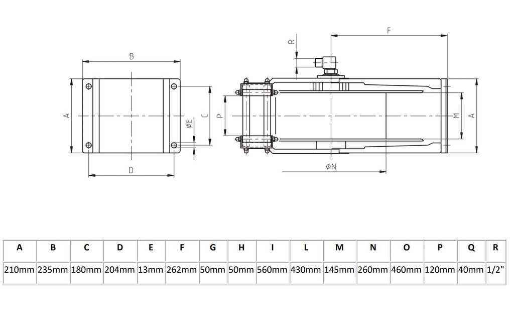 V-TUF V5.2201 tufREEL dimension diagram showing drum and bracket measurements
