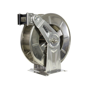 V-TUF 35m retractable tufREEL stainless steel V5.2350, front view showing drum and guide