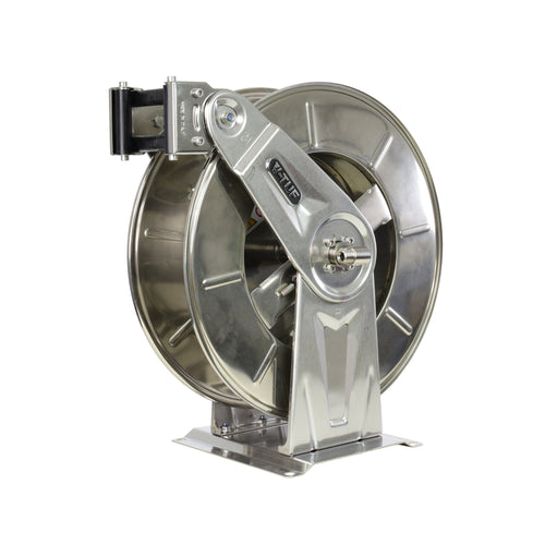 V-TUF 35m retractable tufREEL stainless steel V5.2350, front view showing drum and guide