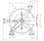 V-TUF tufREEL V5.2 drawing with overall dimensions and wall mounting positions