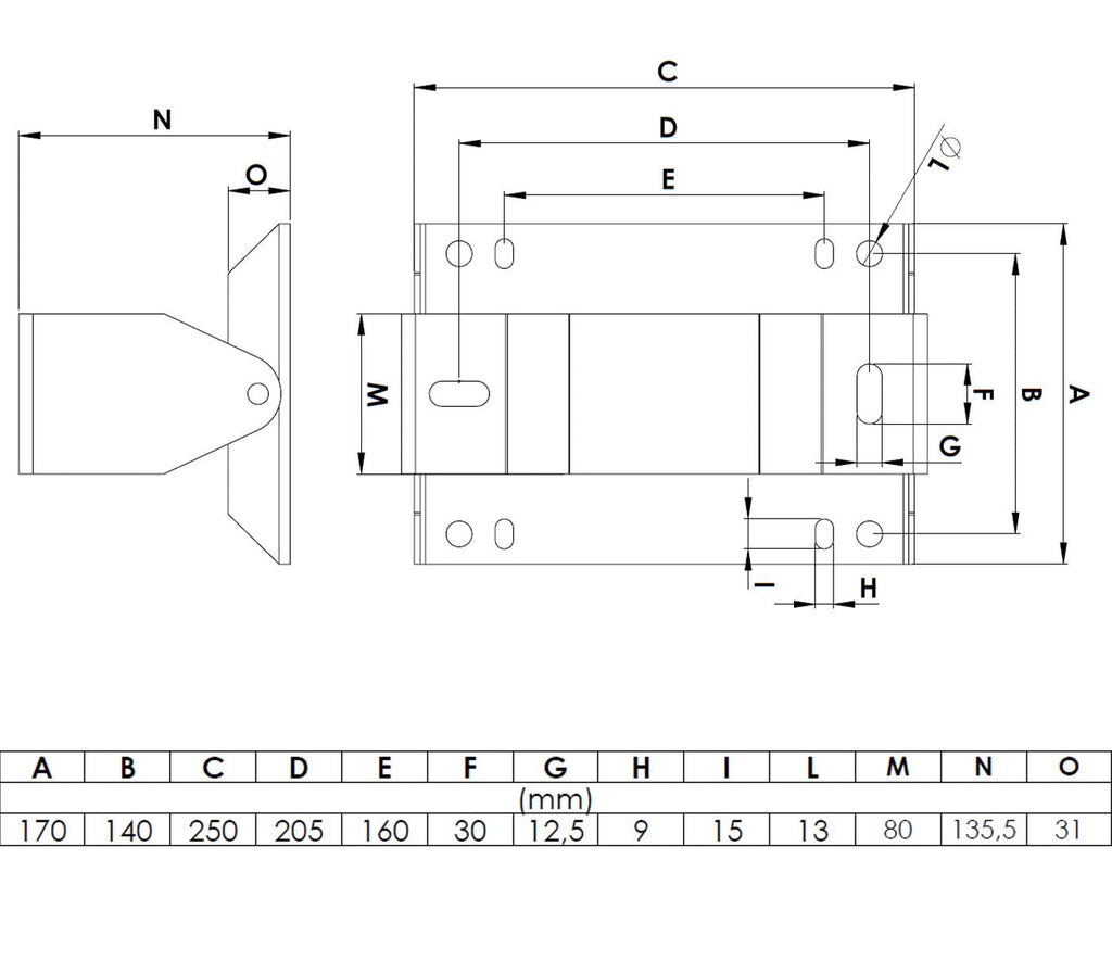 V-TUF V5.4150 stainless wall bracket close-up showing pivot joint and fixing holes
