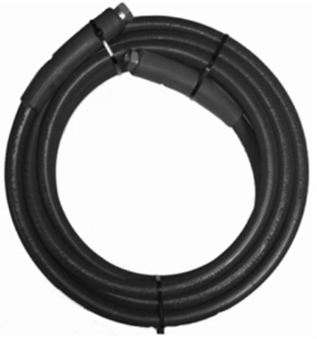 V-TUF black 2-wire 3/8 jetwash hose section showing hose wall construction and end detail
