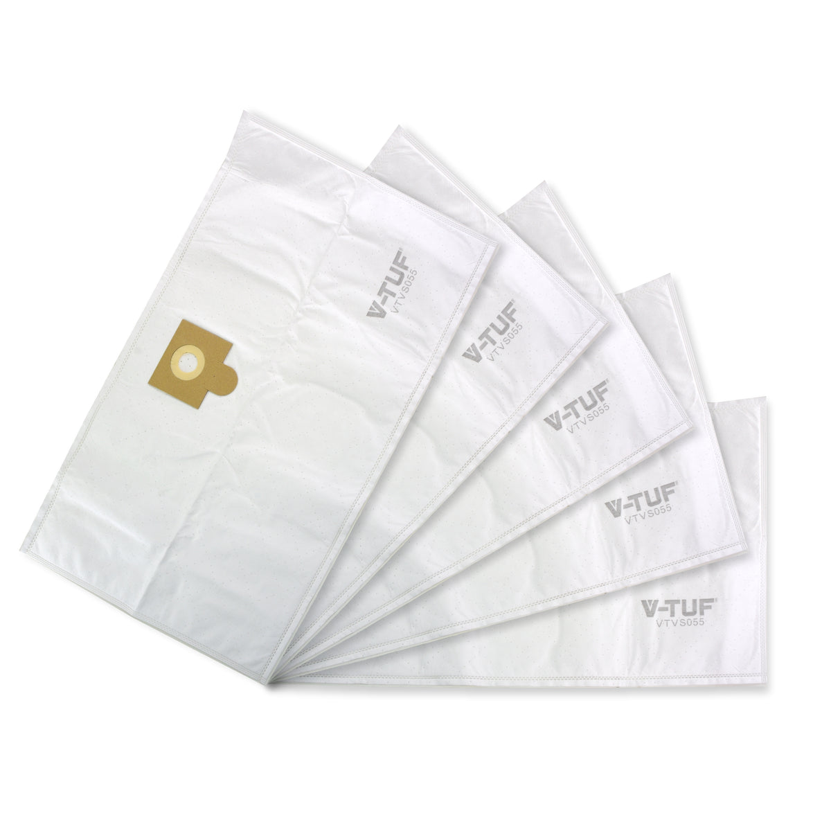 Set of white V-TUF filters on a white background