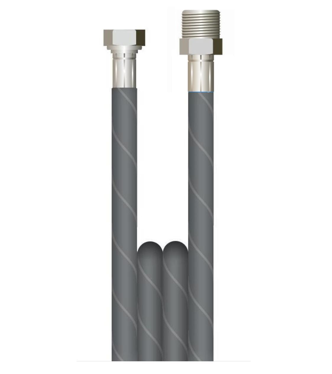 V-TUF 30m black 1/2 inch hose stainless female end detail showing no-cuff construction