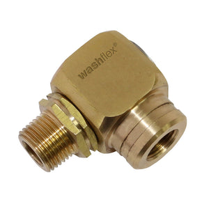 V-TUF brass 90 degree swivel WFHRS, 1/2 inch male to 3/8 inch female, front view