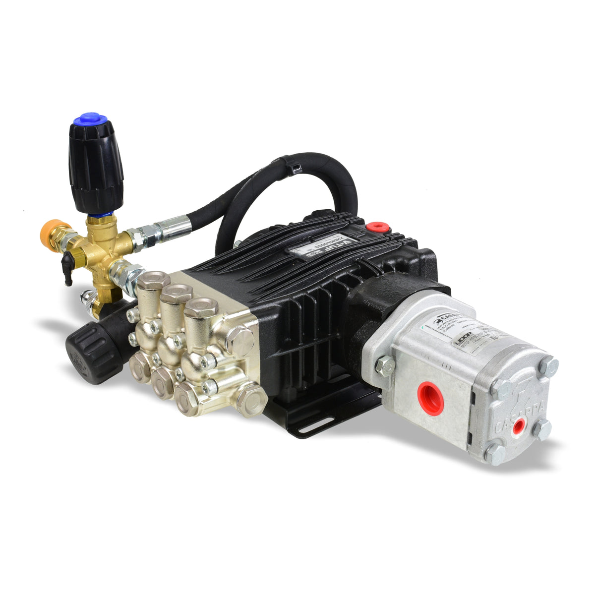 V-TUF XHDH400SS-HYDKIT hydraulic pump side view showing hydraulic motor and pump connection