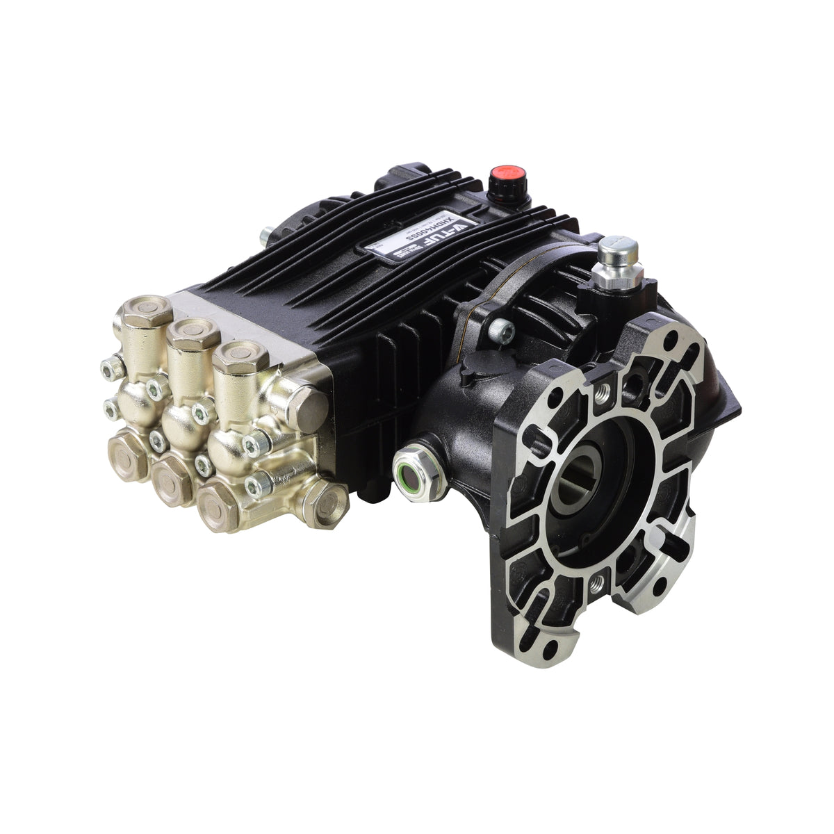 V-TUF XHDM400SS-GBKIT gearbox pump side view showing hollow shaft, manifold and gearbox