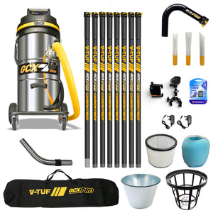 V-TUF 3.5KW 100L XTRA LARGE & RUGGED Industrial Powerful Vacuum Cleaner + 40FT GCX PRO CARBON FIBRE  GUTTER KIT, CAMERA & BAG