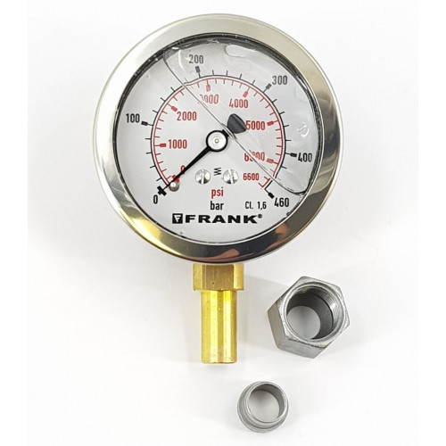 PRESSURE GAUGE 63mm STAINLESS - 0 to 460 BAR FOR FRANK c/w N&O - 704.0350
