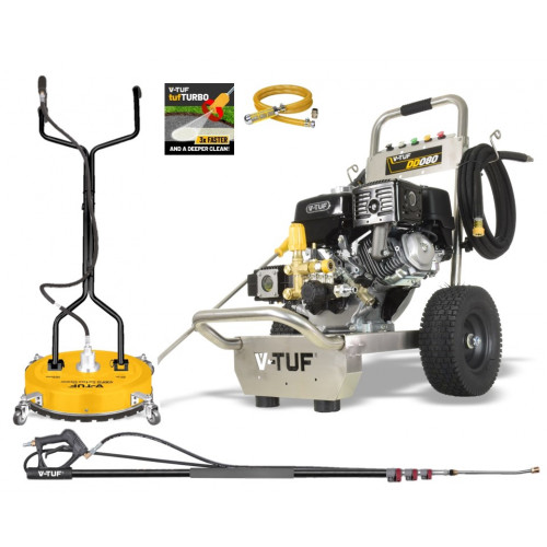 V-TUF DD080 2900psi, 200Bar, 15L/min 9HP Honda Driven Petrol Pressure Washer + Property Maintenance Starter Kit Bundle