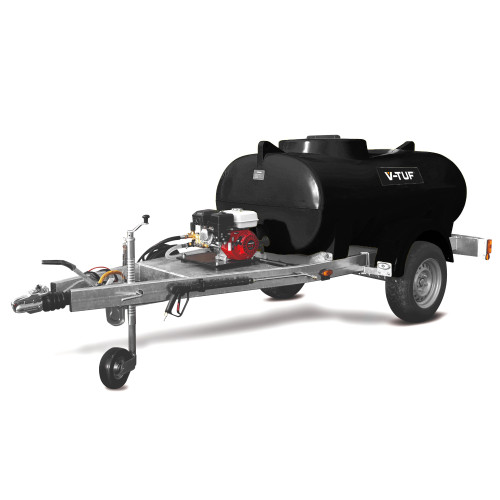 V-TUF DELUGE 13HP Gearbox Driven Honda Petrol 1125 ltr Highway Trailer Bowser Pressure Washer 250 Bar, 15L/min