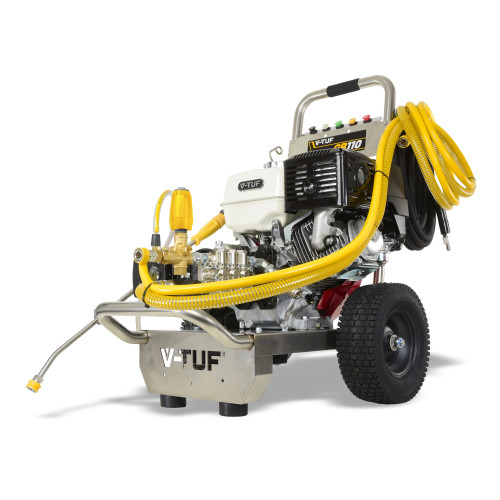 V-TUF GB110SSE 3000psi, 200Bar, 21L/min Industrial 13HP Gearbox Driven Honda Petrol Pressure Washer  - Stainless Steel Frame & Electric Start