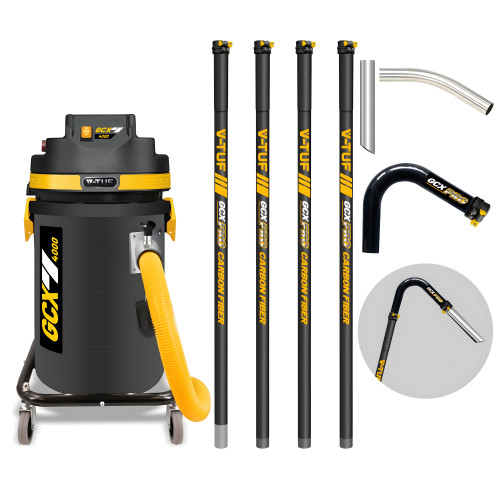 V-TUF GCX4000 1.75KW 37L WET & DRY Industrial Powerful Vacuum Cleaner - Side Entry & Cyclone Tech (240V) + 20FT GCX PRO CARBON FIBRE GUTTER CLEANING KIT