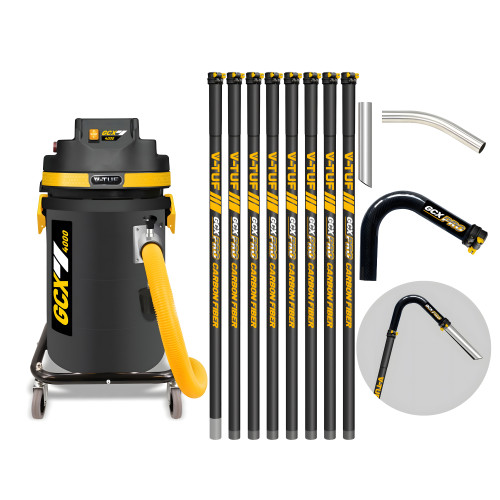V-TUF GCX4000 1.75KW 37L WET & DRY Industrial Powerful Vacuum Cleaner - Side Entry & Cyclone Tech (240V) + 40FT GCX PRO CARBON FIBRE GUTTER CLEANING KIT