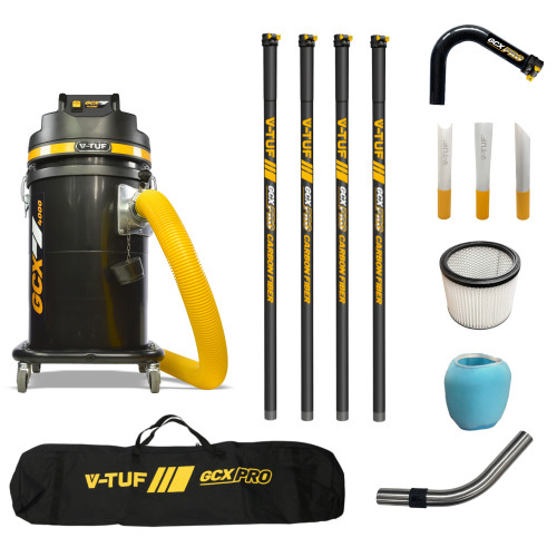 V-TUF GCX4000 1.75KW 37L WET & DRY Industrial Powerful Vacuum Cleaner - Side Entry & Cyclone Tech (240V) + 20FT GCX PRO CARBON FIBRE GUTTER CLEANING KIT