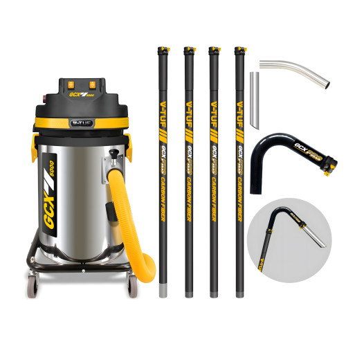 V-TUF GCX5000 3.5KW 50L WET & DRY  Industrial Powerful Vacuum Cleaner - Side Entry & Cyclone Tech (240V) - 20FT GCX PRO CARBON FIBRE GUTTER CLEANING KIT