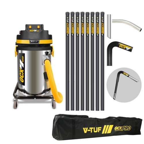V-TUF GCX5000 3.5KW 50L WET & DRY Industrial Powerful Vacuum Cleaner - Side Entry & Cyclone Tech (240V) + 40FT GCX ALU GUTTER CLEANING KIT