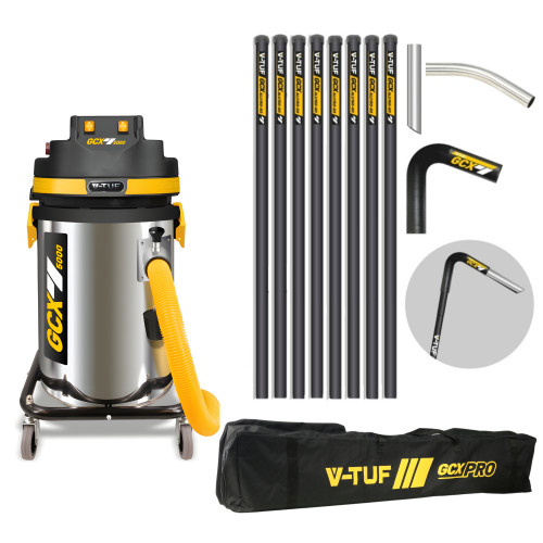 V-TUF GCX5000 3.5KW 50L WET & DRY Industrial Powerful Vacuum Cleaner - Side Entry & Cyclone Tech (240V) + 40FT GCX PRO CARBON FIBRE GUTTER CLEANING KIT