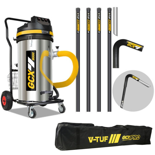 V-TUF 3.5KW 100L XTRA LARGE & RUGGED Industrial Powerful Vacuum Cleaner + 20FT GCX ALU GUTTER CLEANING KIT