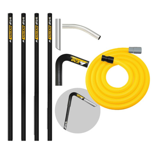 V-TUF GCX 20ft CARBON FIBRE GUTTER CLEANING POLE SET - 4pcs 1.5m, 135DEG ELBOW AND NOZZLE -  WITH 15M 38mm HOSE FITS FRONT INLET MACHINES