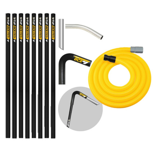 V-TUF GCX 40ft CARBON FIBRE GUTTER CLEANING POLE SET - 8pcs 1.5m, 135DEG ELBOW AND NOZZLE - WITH 15M 38mm HOSE FITS FRONT INLET MACHINES