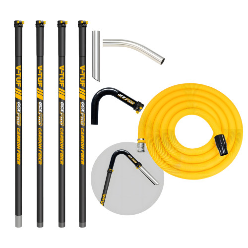 V-TUF GCX HIGH LEVEL GUTTER CLEANER KIT 5m 50mm HOSE - CARBON FIBRE 20ft (6M) REACH 50MM POLES - WITH 10M 50mm HOSE FITS GCX SIDE INLET MACHINES